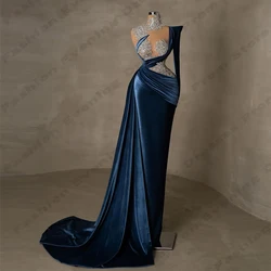 Elegant Gorgeous Beading Evening Dresses Sexy Single Shoulder Sleeve Mermaid Simple Slimming Satin Prom Gowns For Women 2024