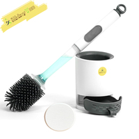 Silicon Toilet Bowl Cleaning Brush Set,Wall Mount Toilet Brush Diatom Mud Absorbent Soft Bristled Silicone Toilet Brush