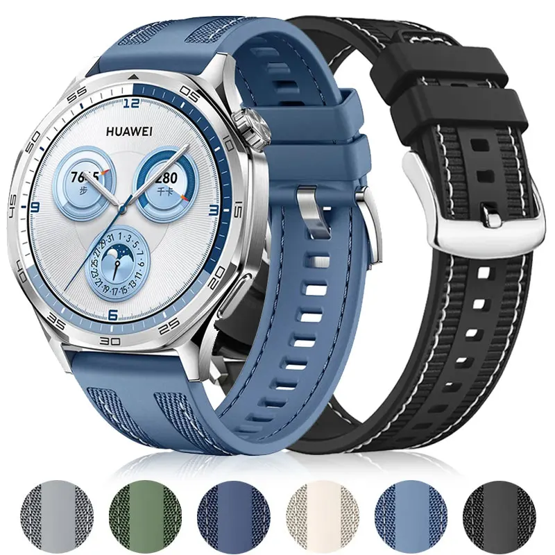 

Official 22mm Nylon Strap For HUAWEI WATCH GT 5 4 GT 3 2 Pro 46mm Smartwatch Wristbands Sports Composite Silicone Band Bracelet