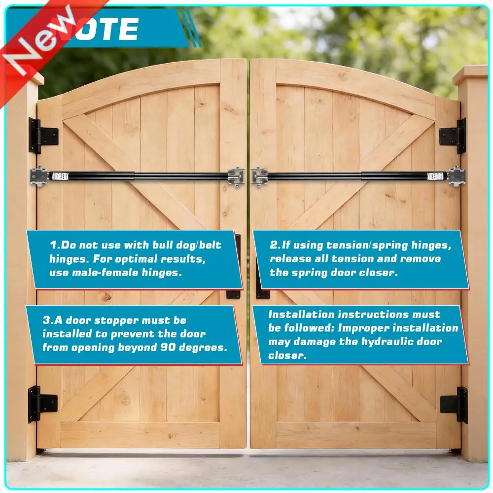

6Pcs TB200B Outdoor Gates Closer Kit 60 To 140 Pounds in Weight Protective Door Holder Hardware 40 To 64 Inches in Width