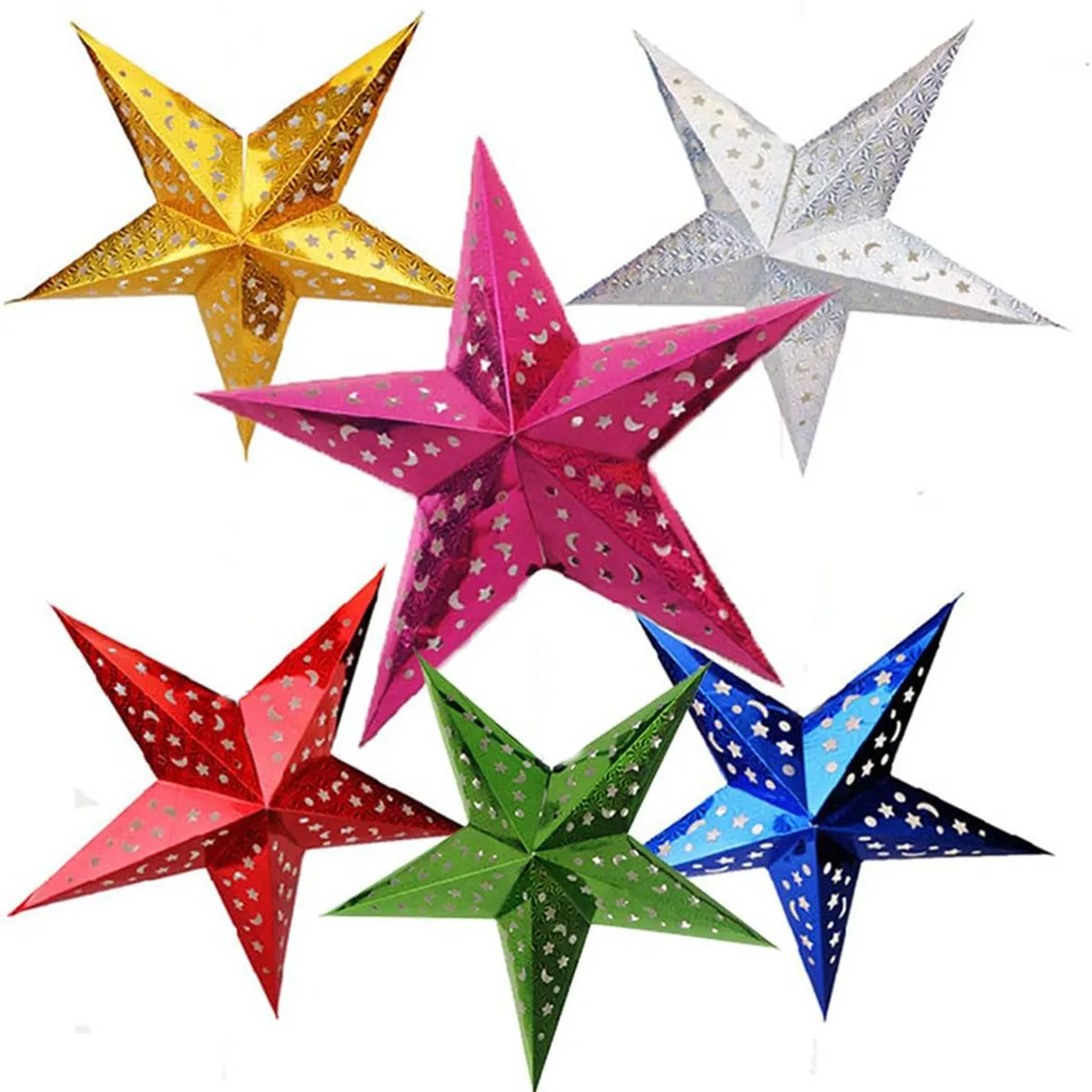 1PCX30cm Out Star Hanging Pendant Decorative Home Party Outdoor Paper Lantern Stars Lampshade Garden Decor Paper Star Lampshade