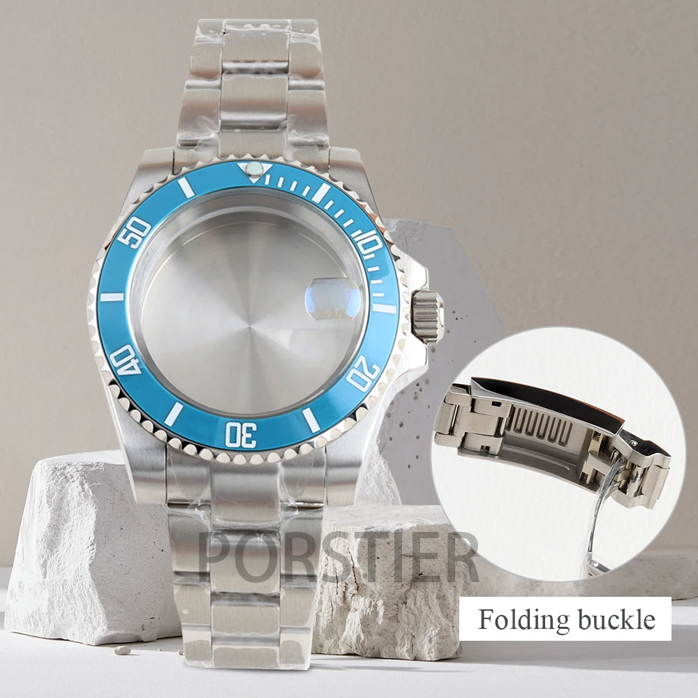 

40mm NH35 Watch Case Ice Blue Ceramic Bezel Sapphire Glass for SUB GMT NH34 NH35 NH36 NH38 Movement Jubilee/Osyer Strap