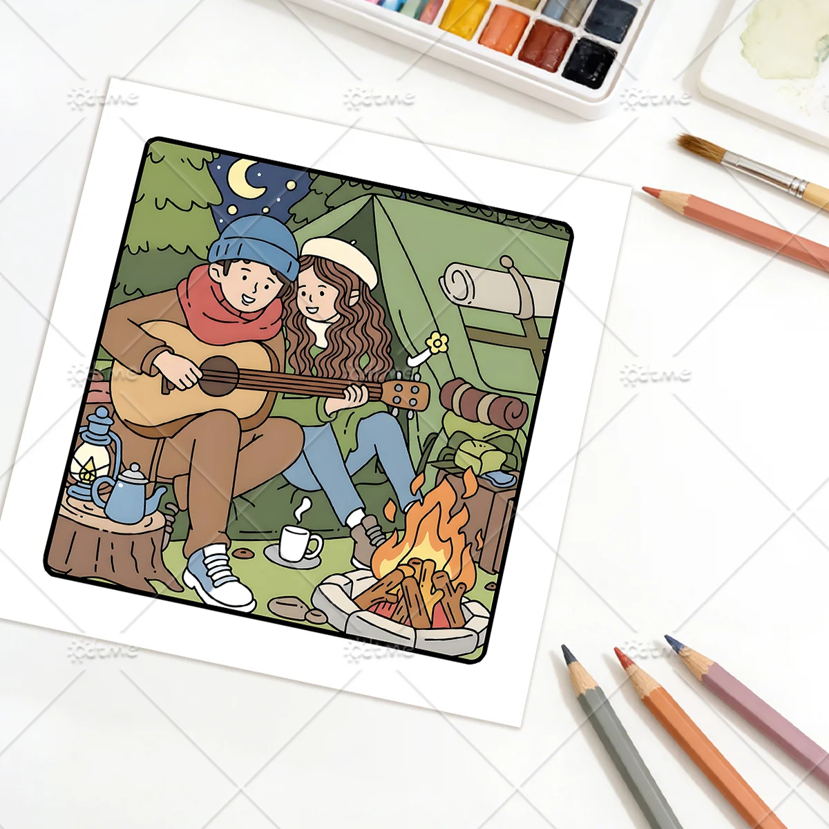 FORTUNATELY LOVE Malbuch für Erwachsene mit niedlichen, gemütlichen täglichen Aktivitäten zur Entspannung (Cozy Spaces Coloring) – Detail 9