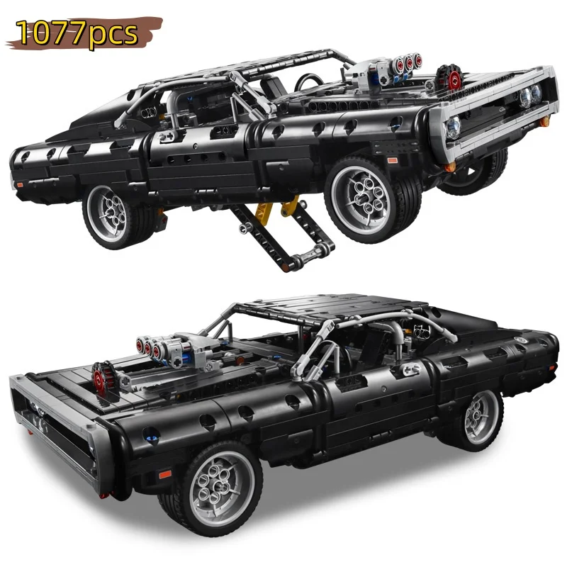 1077 PCS Technical Dodge Charger Racing Car Building Blocks Model Assemble Bricks Fast and Furious Toy For Kid Boy Gift