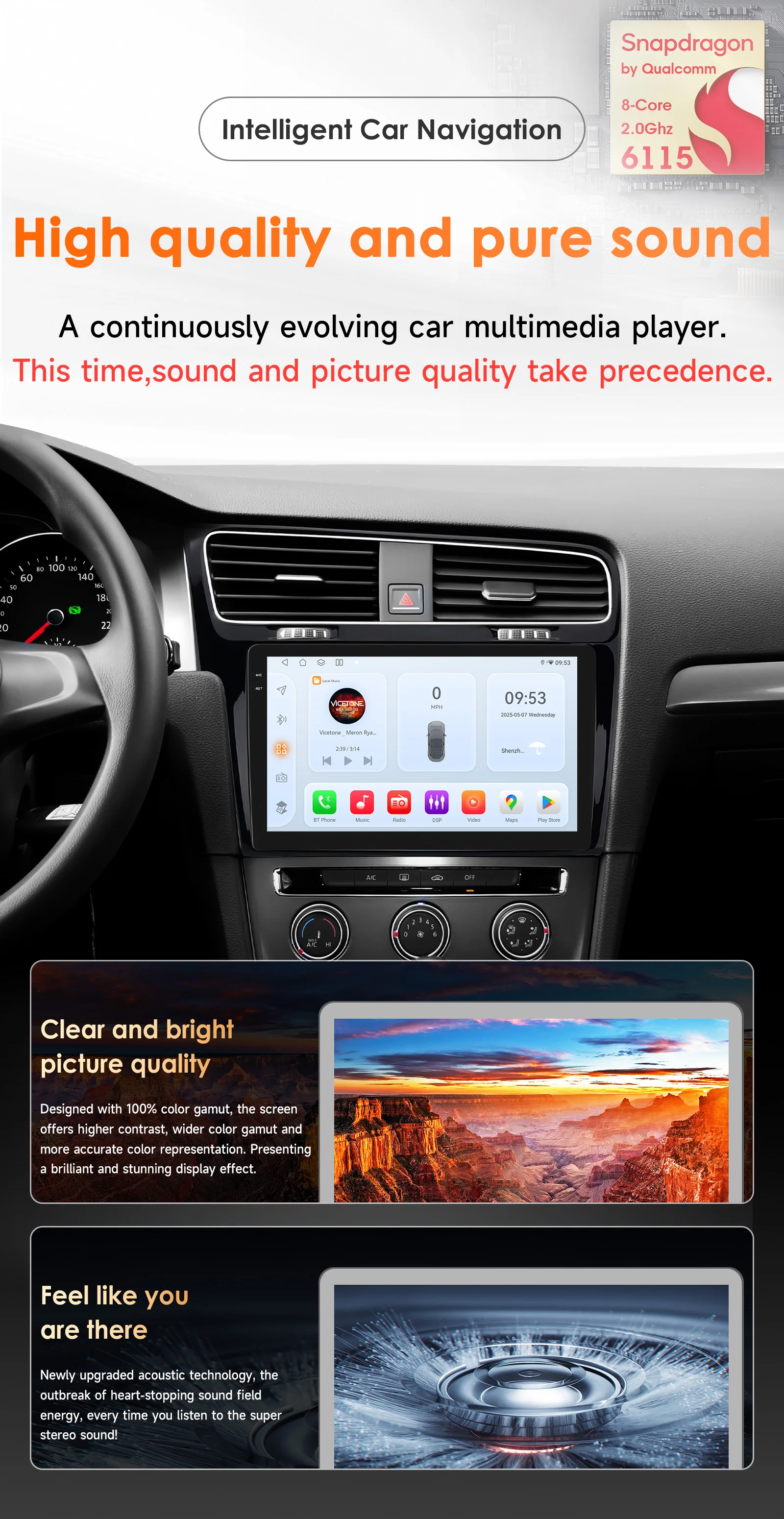 Android Auto Multimedia für Volkswagen Golf 7 2013–2017 Autoradio Stereo 4G Wireless Carplay WIFI GPS 8core von Snapdragon 6115 – Detail 2