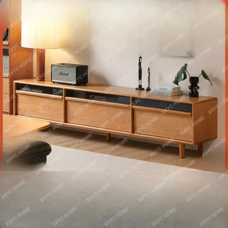 LSolid wood black label cherry wood floor cabinet living room storage TV cabinet