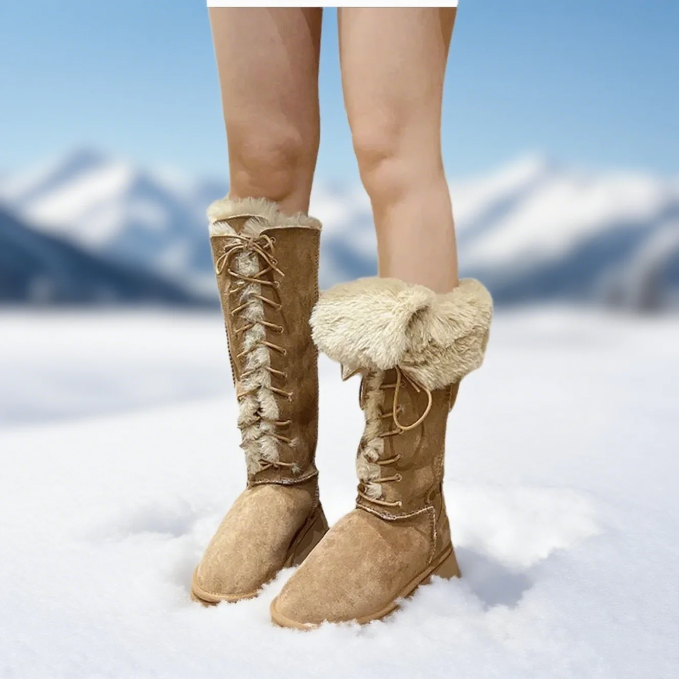 

Winter Platform Boots Knee-High Was High Simple Boots Fashion Motorcycle Boots Causal Plush Fluffy Anti-cold Shoe Botas Mujers