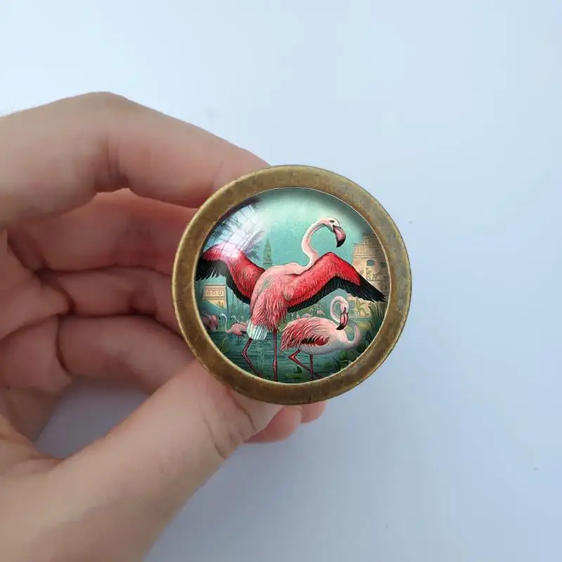 

Flamingo Cabinet Dresser Knobs pull Glass Cabochon Knob Domed Cabinet Knobs Furniture Knobs