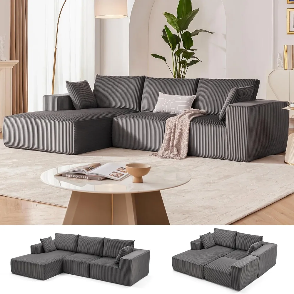 

108”Modular Sectional Sofa,Cloud Sectional Couch withDeep Seat,Modern Modular L-Shape Sofa Couch with Chaise,Upholstered Couches