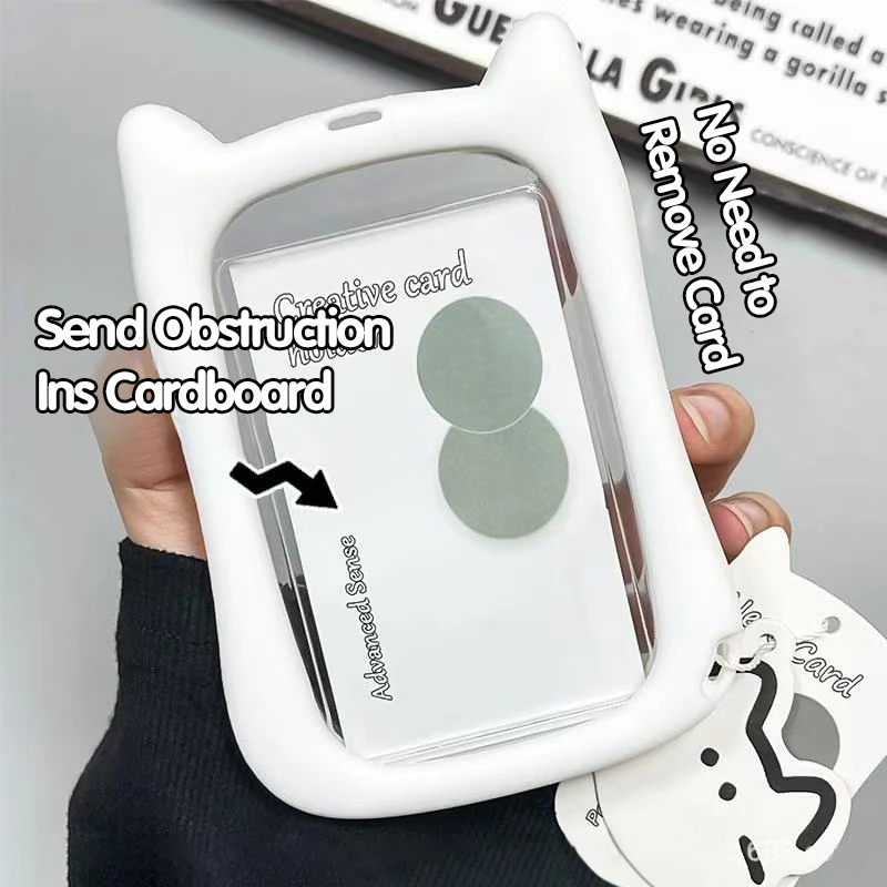 Cat Ear Card Cover Student Card Cover Bus Meal Card Cover Work ID Badge Brand Protection Cover to Prevent Loss