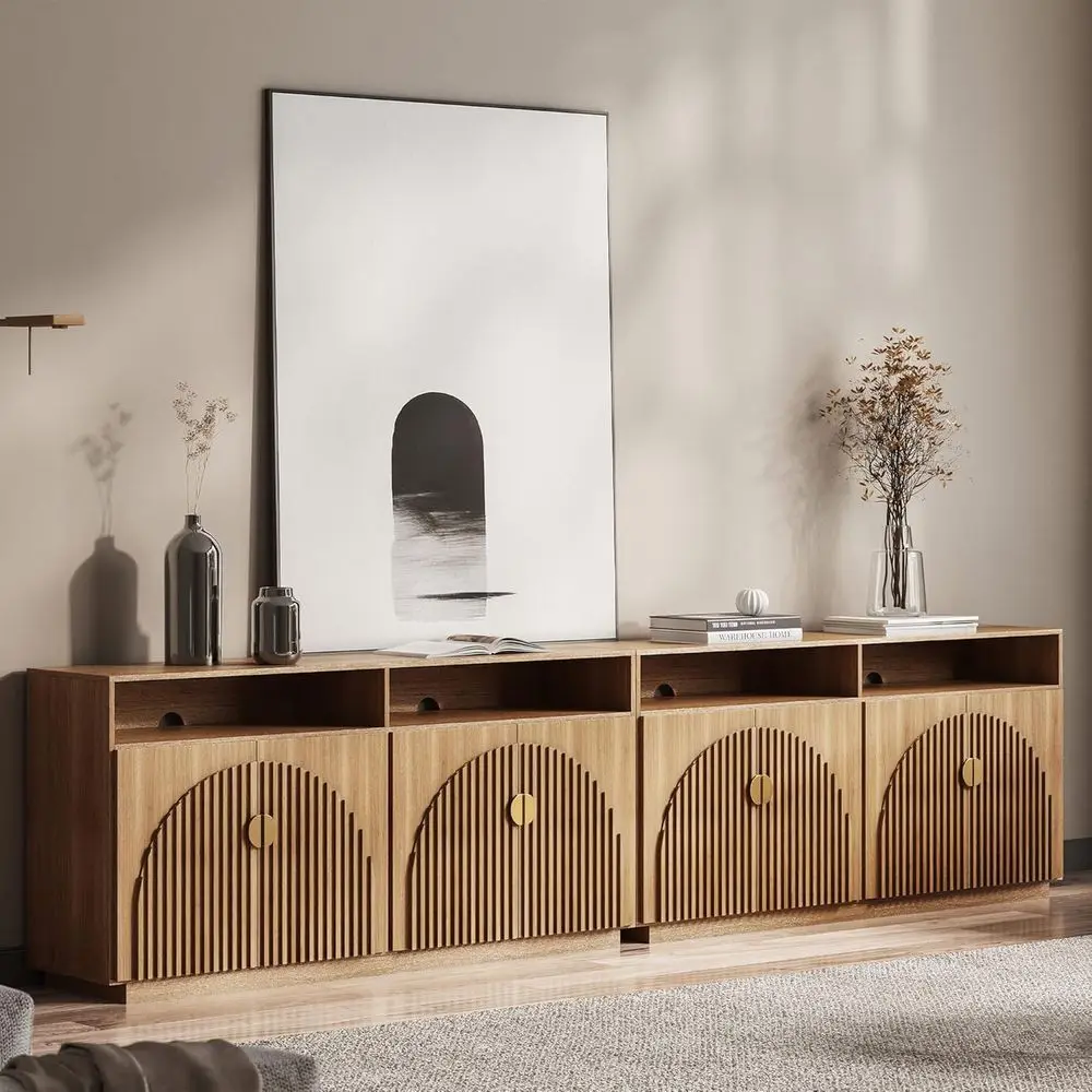 

65 Inch TV Stand with Storage Cabinets and Open Shelves for Living Room Entertainment