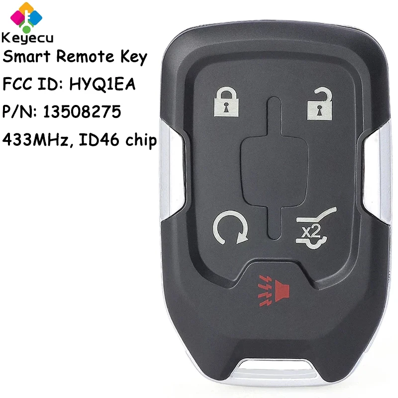 

KEYECU Smart Remote Control Car Key With 5 Buttons 433MHz ID46 Chip for GMC Acadia Terrain 2017-2020 Fob HYQ1EA 13508275