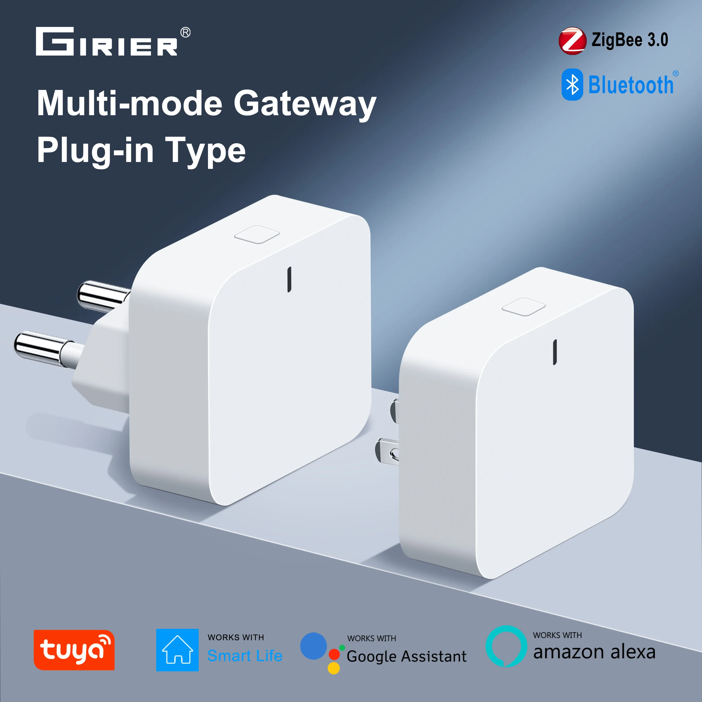 GIRIER-Hub de puerta de enlace Tuya ZigBee, enchufe tipo ZigBee/Bluetooth, puente de puerta de enlace multimodo para automatización del hogar