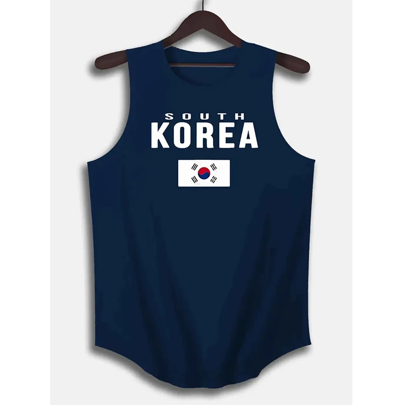 2025 Fashion 3D Printed South Korea Flag Mens Vest Summer Quick Drying Fitness T-shirt Casual Sleeveless Tank Tops Fitness Vest