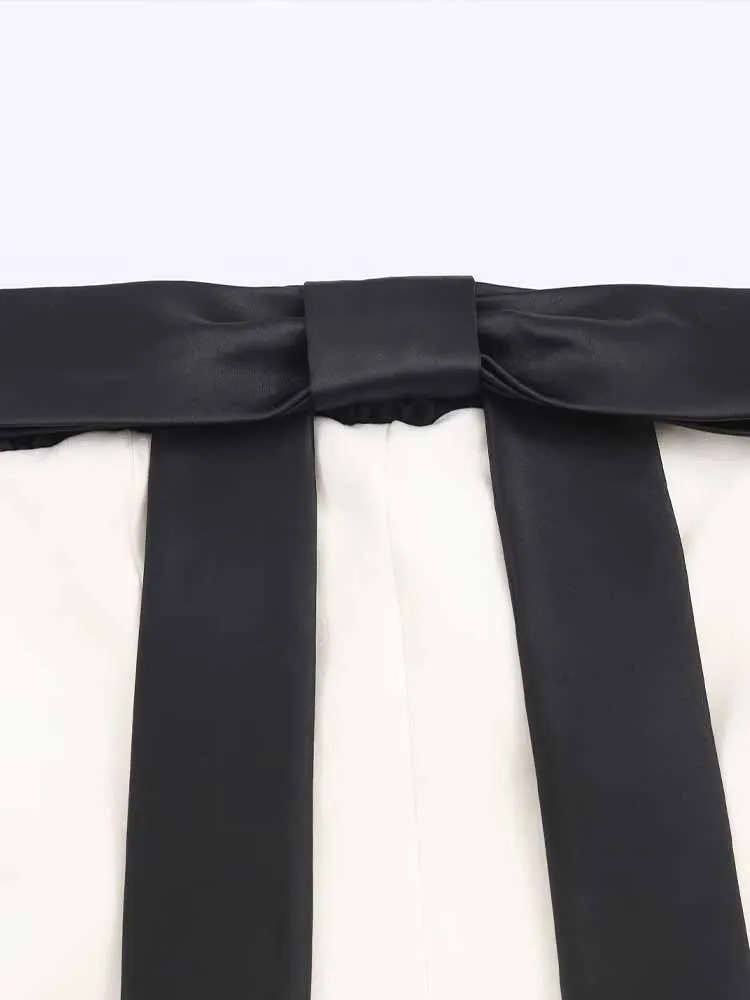 유럽과 미국 스타일의 겨울 신상품, 리본 장식이 있는 트렌디한 여성 의류 디자인의 스트랩리스 드레스