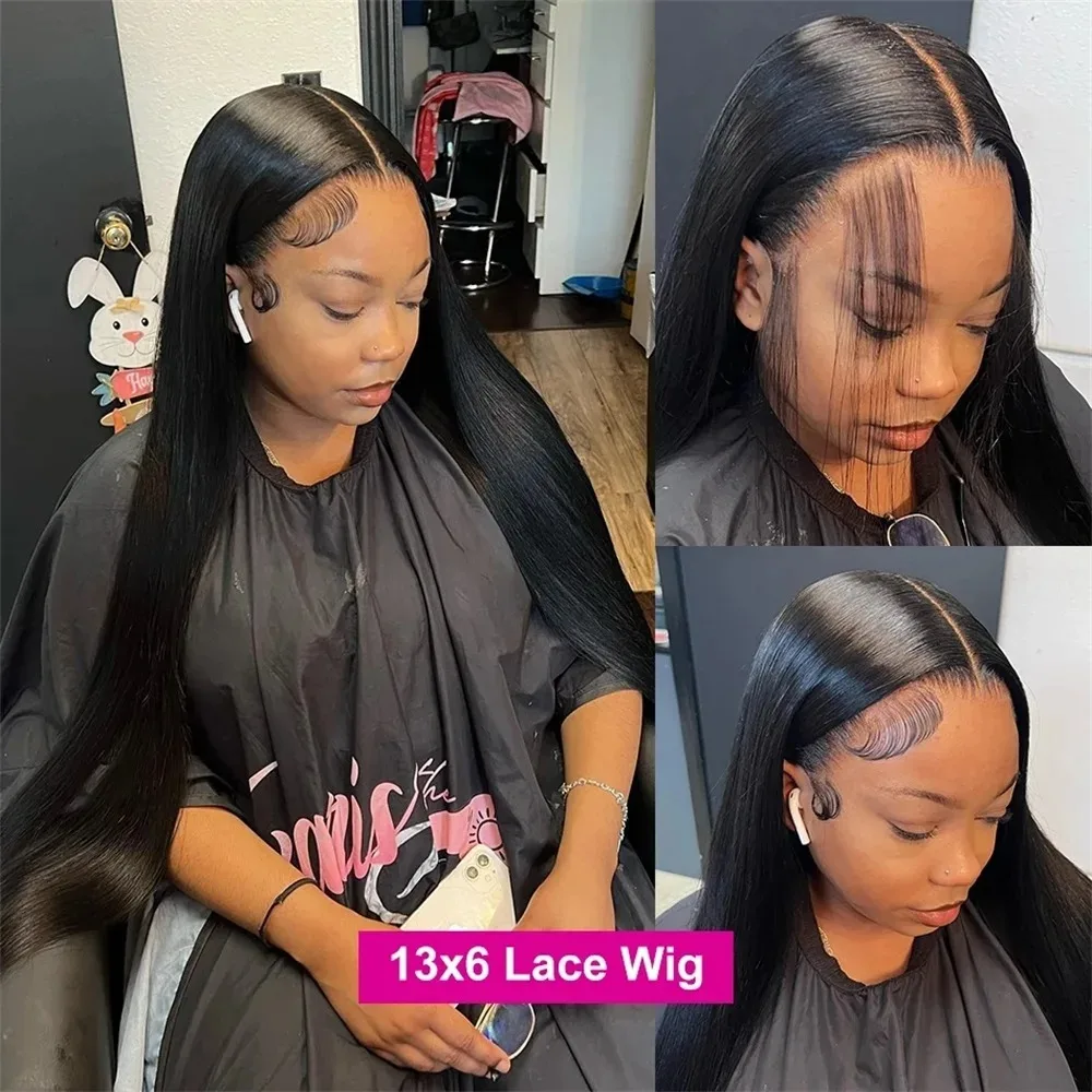 natural hair wigs for black women straigth 200 Density 13X6 HD Lace Frontal Wig 13x4 Transparent Bone Straigh Lace Frontal Human