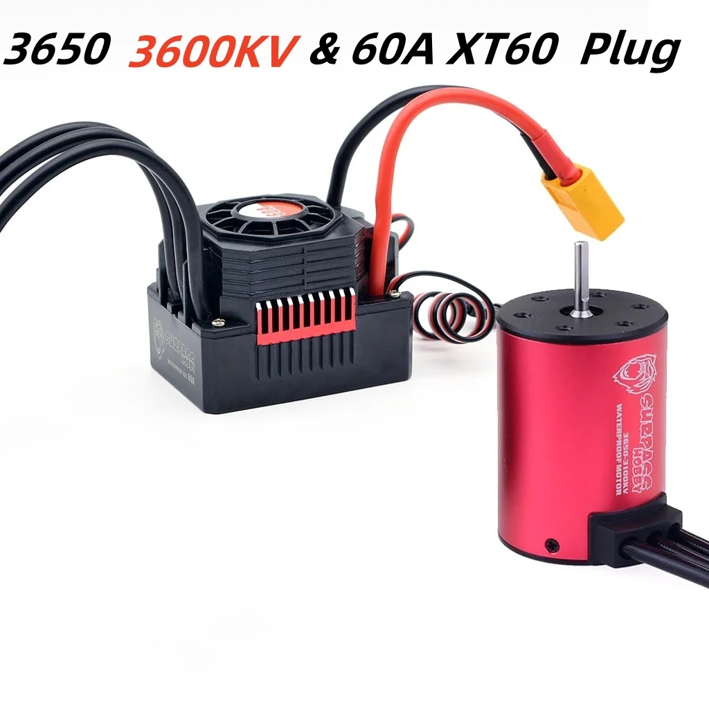 Moteur sans balais sans capteur 3650 F540 4370 KV et kit ESC étanche 60 A | Avec carte de programme pour voiture 1/10 RC Buggy Truggy Racing Truck On-Road