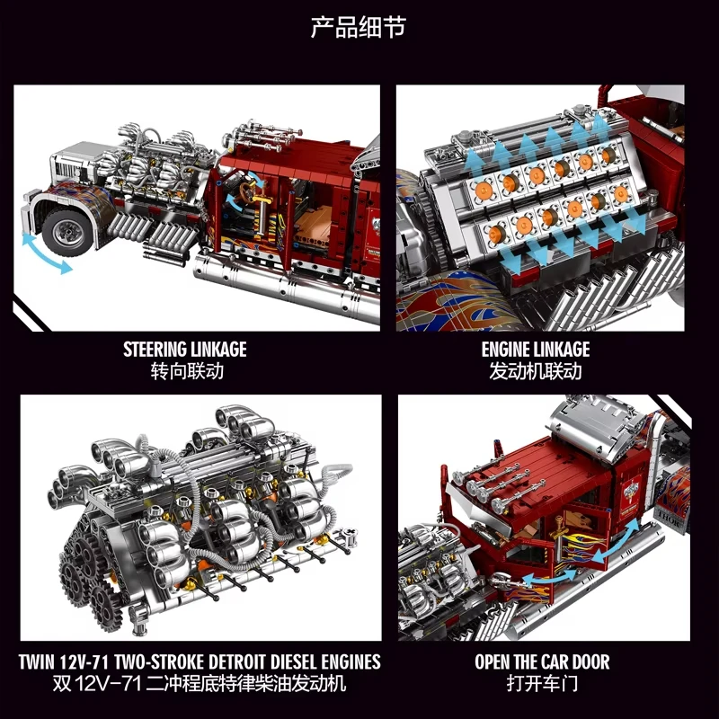 3485 قطعة MOC التقنية RC Thor 24 شاحنة ثقيلة اللبنات اللبنات تجميع سيارة الطوب نموذج لعب للبنين مجموعات هدايا #6