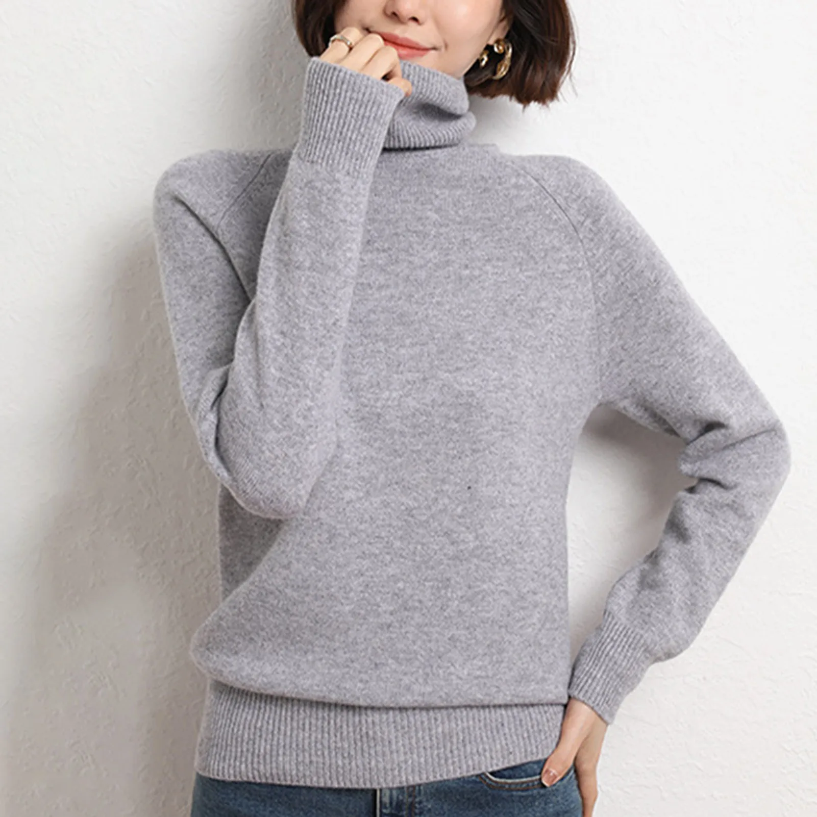 Women's Turtleneck Sweaters Casual Tunic Pullover Sweater Knit Tops Warm Clothes for Winter Cold Weather