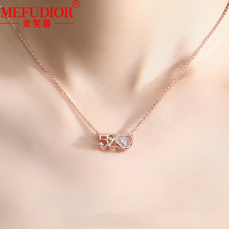 

18k Rose Gold\925 Silver Love Heart Couple Necklace D VVS Moissanite Diamond Pendants for Women 520 Valentine's Day Jewelry Gift