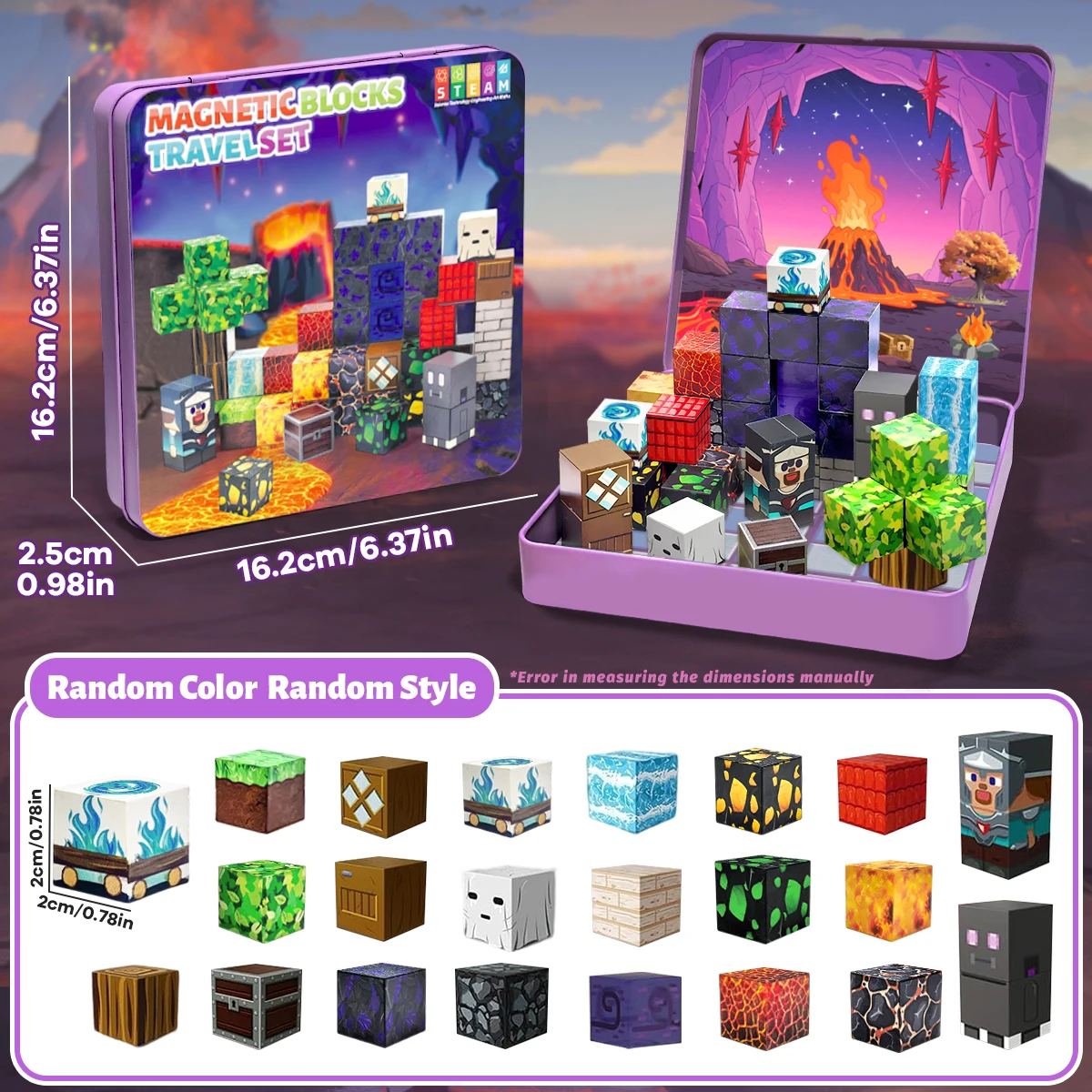 Magnetische Blöcke, Reisemagnetwürfel, magnetische Bausteine, Spielzeug mit tragbarer Eisenbox, STEM, pädagogisches Magnetspielzeug für Kinder