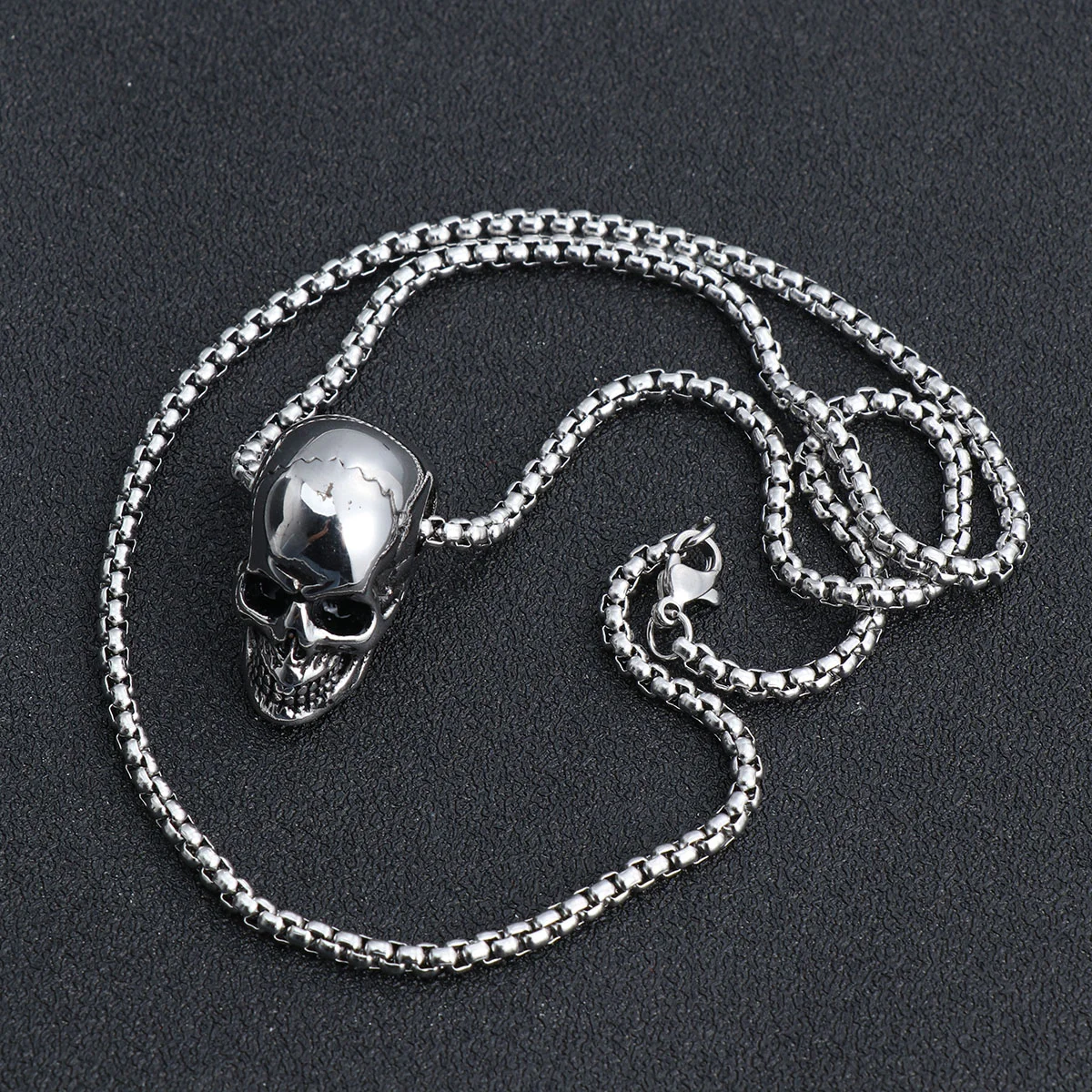 

Jewlery Sterling Silver Necklace for Men Skull Stainless Steel Pendant Titanium of The Lid