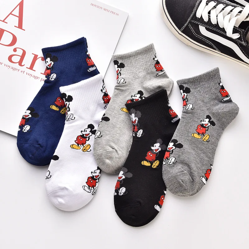 Disney Mickey Mouse Cotton Socks Cartoon Mickey Mouse Casual Breathable Kawaii Socks Spring Autumn Student Sports Short Socks