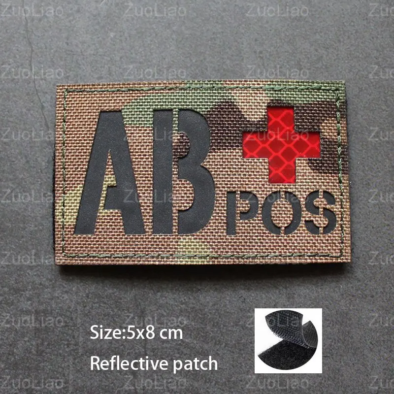 IR Reflective Blood Group PATCH Nylon Laser Engraving Craft  Armband Luminous Patch Tactical Morale Badge Outdoor Pack Sticker