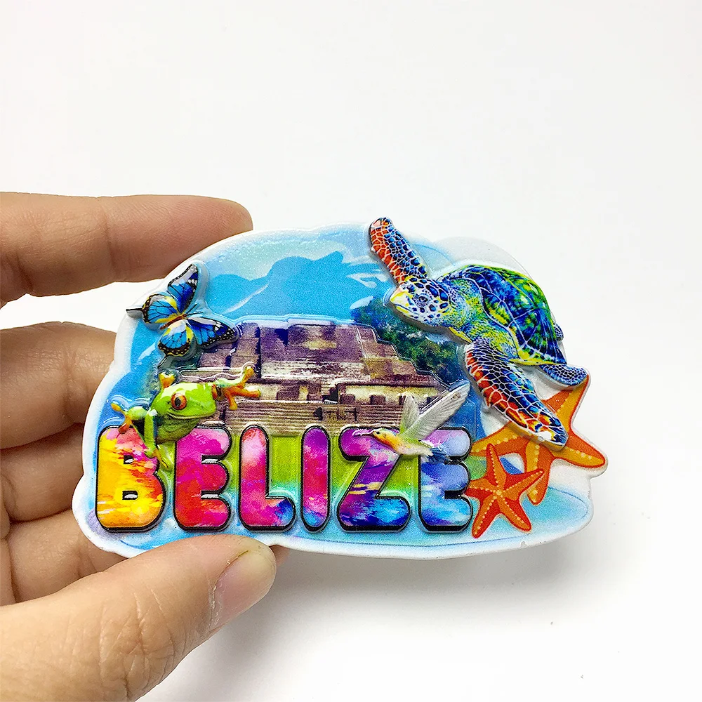 

Resin Belize Themed Fridge Magnet with Vibrant Colors and Magnetic Properties - Perfect Home Decor