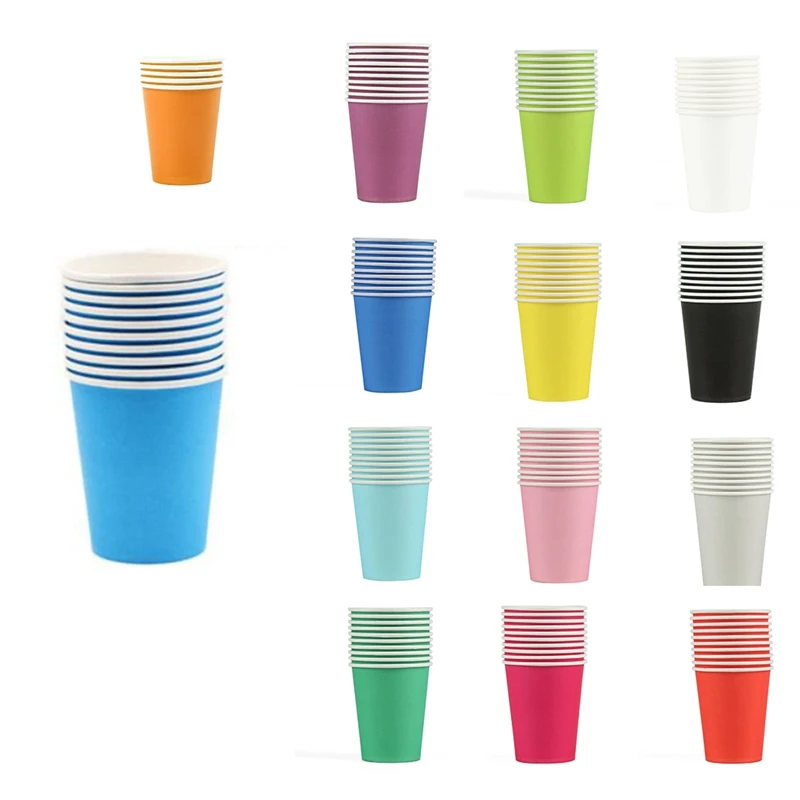 JFBL Hot 200Pcs Pure Colour Party Disposable Paper Cups Juice Cup DIY Decoration Party Kids Birthday Wedding Picnic Tableware