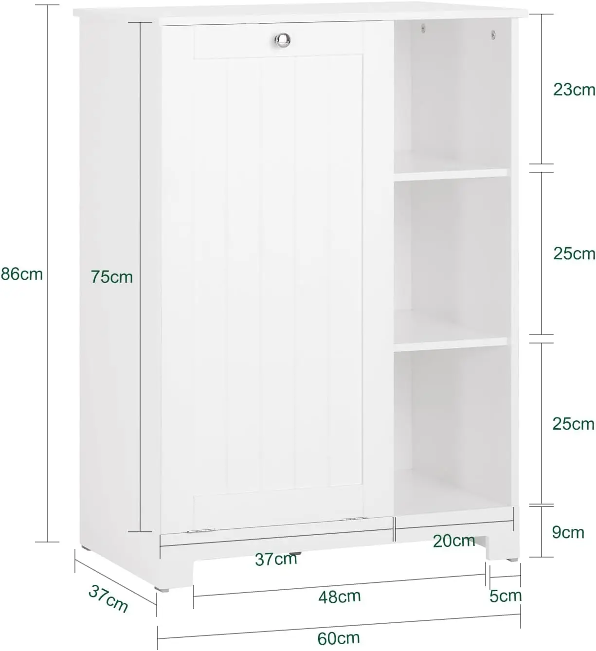 Haotian Laundry Cabinet Laundry Chest Bathroom Storage Cabinet with Laundry Basket and 3 Storage Compartments, White BZR105-W