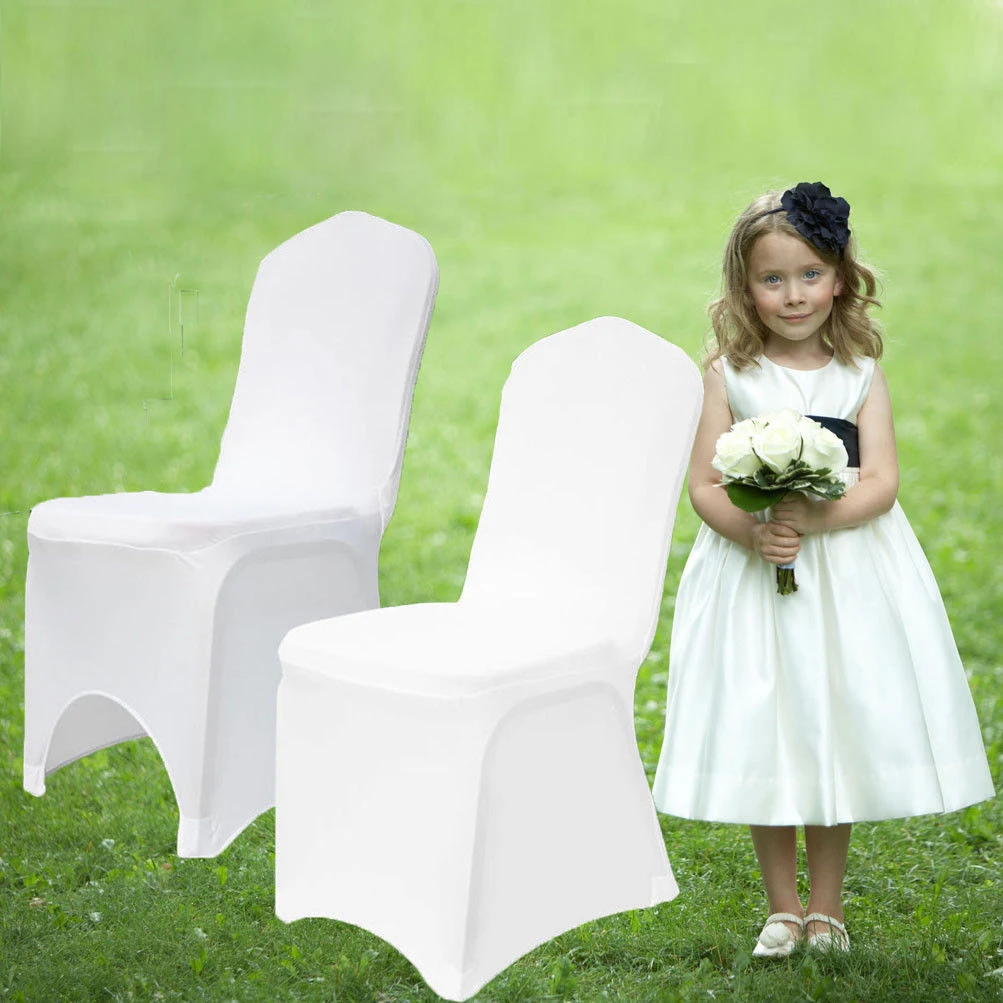 Fast Shipping White and Black Universal Stretch Spandex Chair Covers For Wedding Party Stage Banquet Hotel Church Decorations