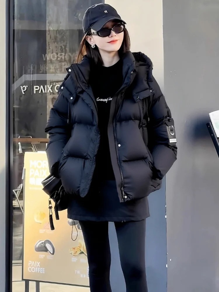 Winter 2025 Women's Faionable Thiened Loose Cotton Jaet Warm Casual ort Sle Korean Version Polyester Inner Vest