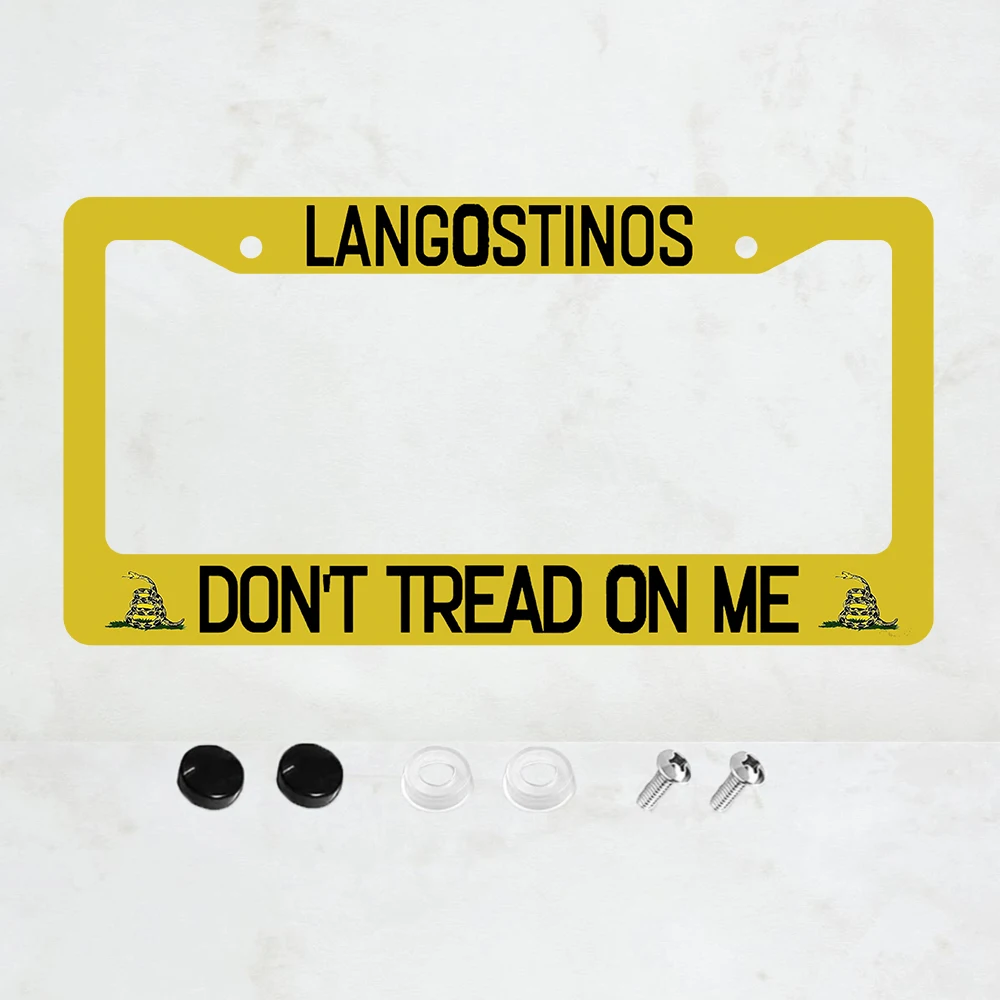 

Крышка номерного знака Желто-черные рамки номерного знака Langostinos «Не наступай на меня» Универсальный алюминиевый автомобильный аксессуар
