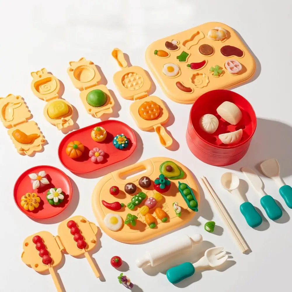 

Chinese Food Theme Simulation Kitchen Set Simulated Food Colored Clay Mold Pretend Food Play Educational 12/24/36 Pcs Clay