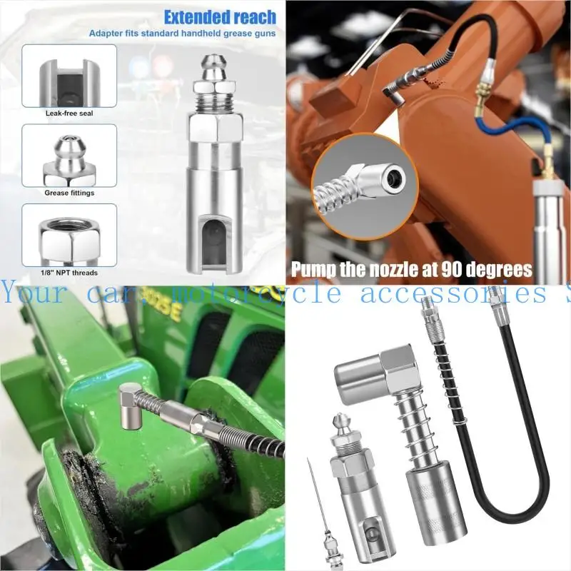 

31BC Efficient Grease Dispens Injection Tool 30cm Hose 90 Degree Adapter Nozzle Coupler for Mechanical Fittings Workshop Use