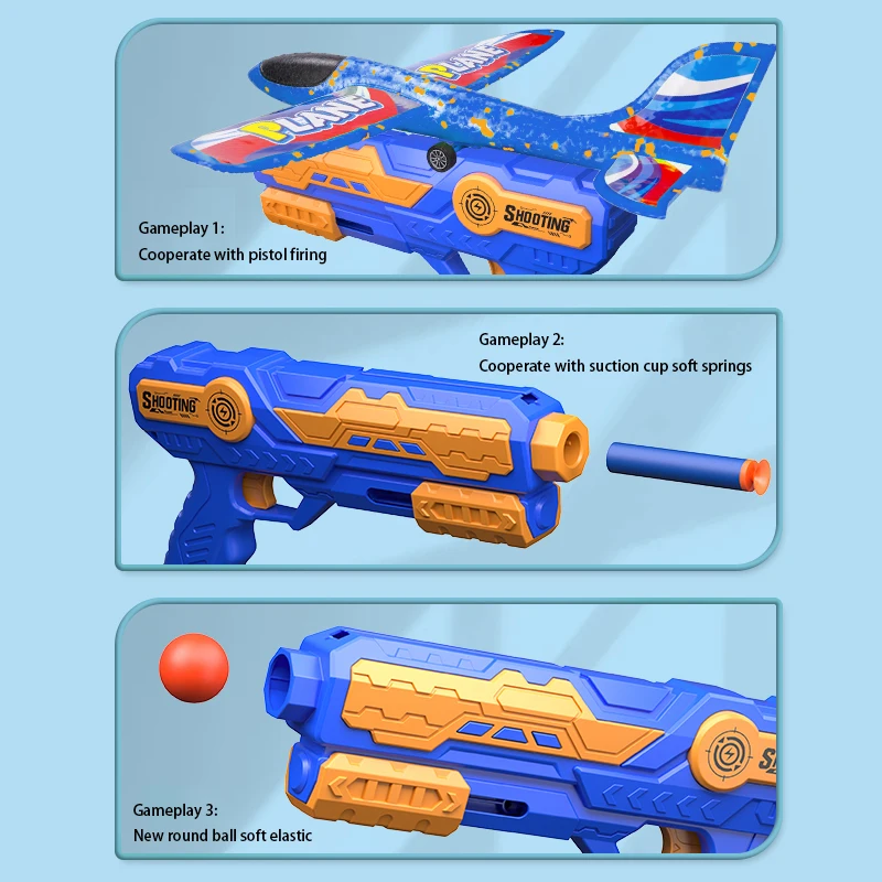 Jouets d'avion d'éjection de mousse pour enfants, avion d'extérieur en mousse pour garçons, planeur de vol à lancer à la main, jouets d'interaction Parent-enfant, cadeaux pour enfants