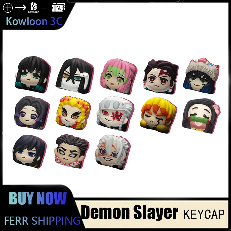 Demon Slayer Keycaps Kamado Tanjirou Agatsuma Zenitsu Hashibira Inosuke Personalized Mechanical Keyboard Gift Keycaps Christmas