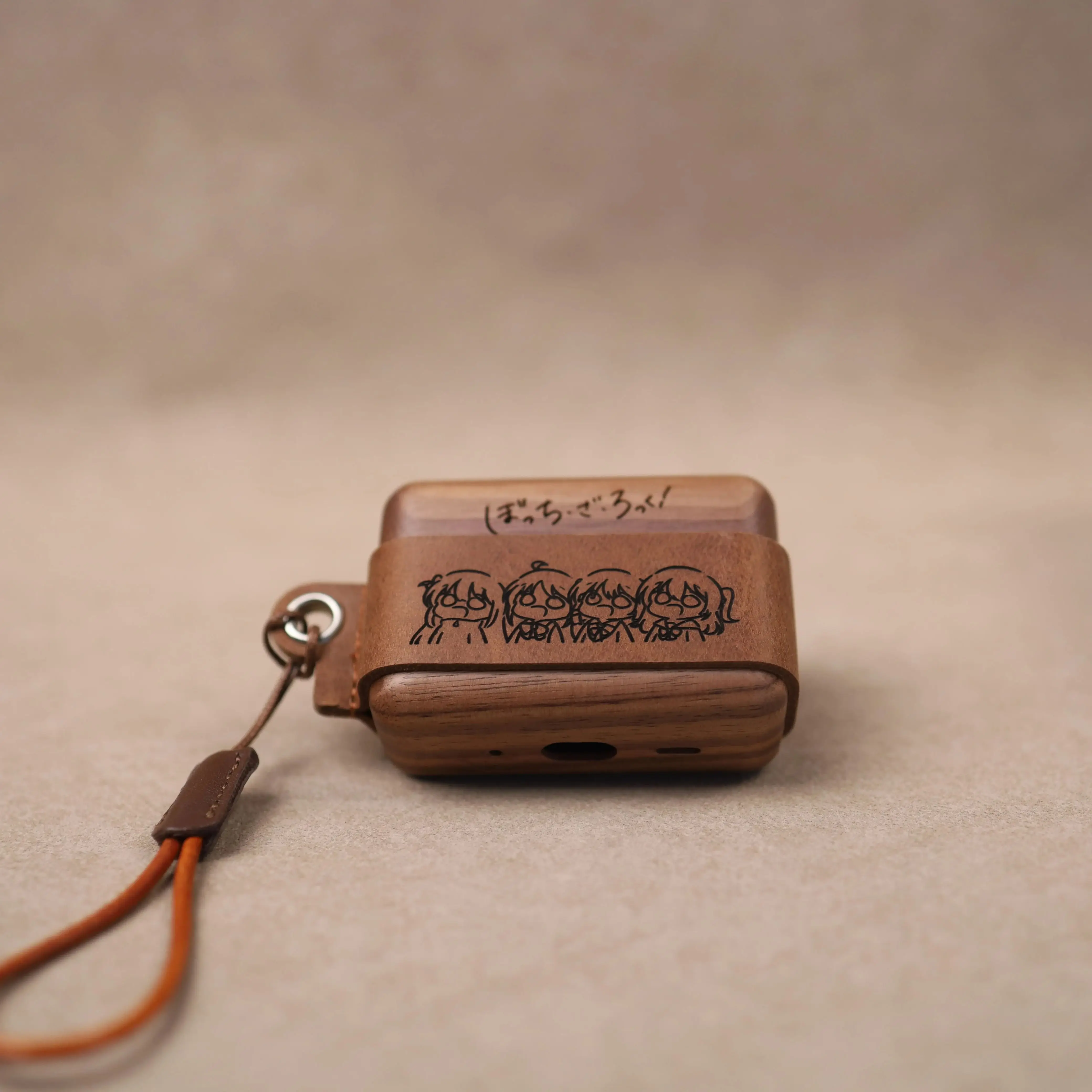 

Walnut & Leather Case for AirPods Pro / AirPods Pro 2 – Wireless Charging | Anime Bocchi Style,