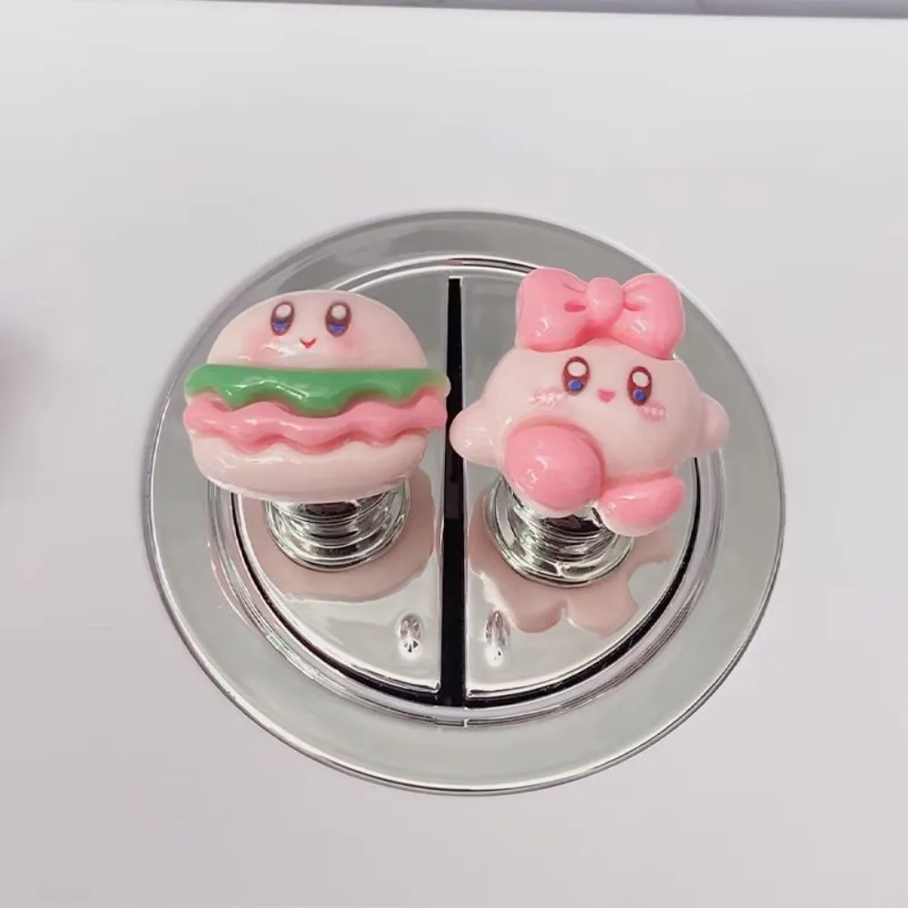 Uroczy przycisk spłuczki do toalety w kształcie Kirby, kreatywny uchwyt na pokrywę, prezent