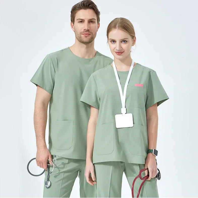 Customizable LOGO Men Women Medical Nurse Uniform Surgical Scrubs Set Clinical Nursing Workwear Pet Clothes Lab Suit Veterinaria