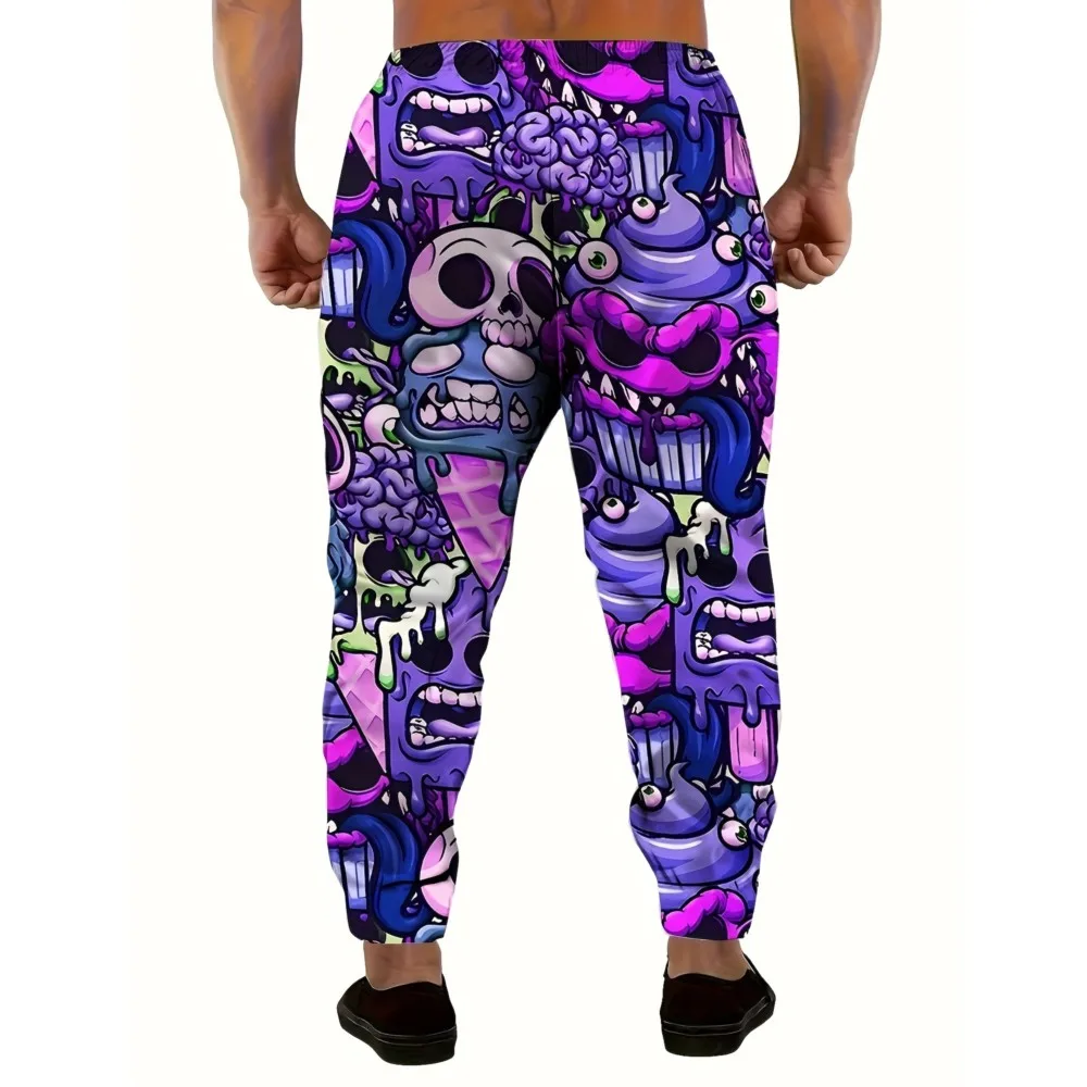 موضة الرجال 2026 Sweatpants الجمجمة المطبوعة ركض سليم صالح السراويل سراويل صالة غير رسمية مع جيوب الخريف الشتاء الشارع الشهير #3