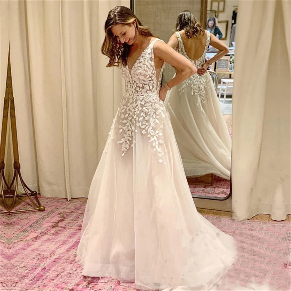 ZJ9272 Maßgeschneiderte exquisite Brautkleider mit V-Ausschnitt, Brautparty, Rüschen, Spitze, moderne Applikationen, Sposa Hochzeitskleid, Brautkleid