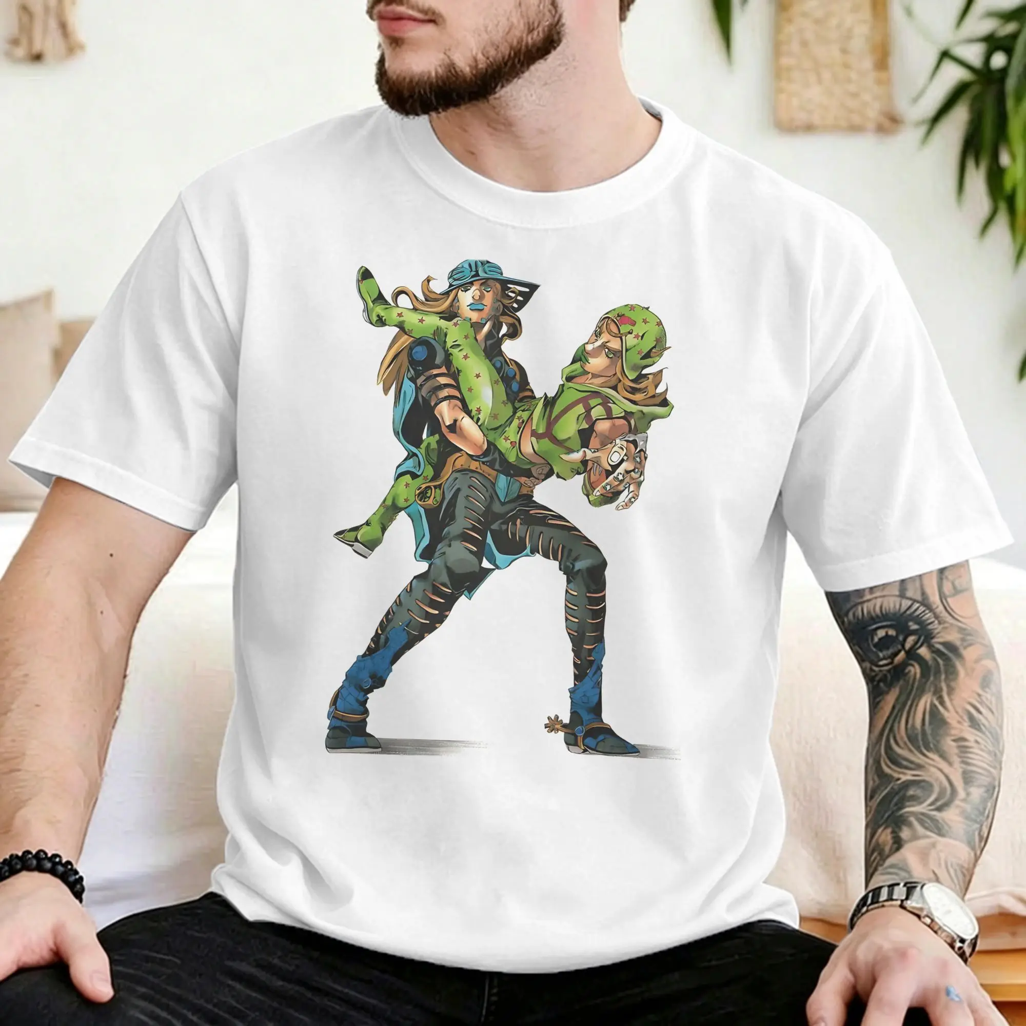 Gyro Zeppeli T-Shirts Men Women JoJos Anime  Funny Cotton Tee Shirt Round Collar Short Sleeve T Shirt Graphic Clothing
