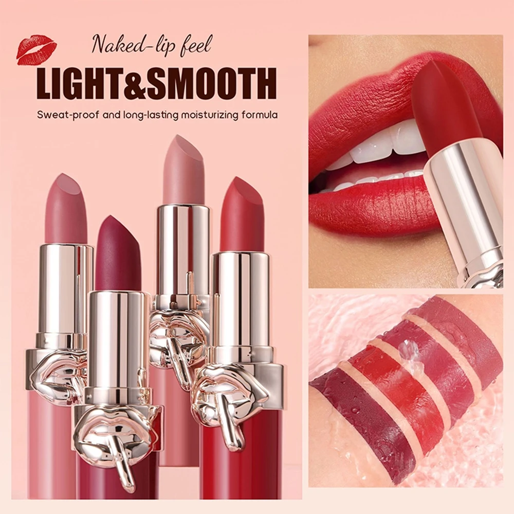 Batom nude à prova d'água, 6 cores, sexy, fosco, contorno labial, duradouro, copo antiaderente, brilho labial, maquiagem coreana, cosméticos