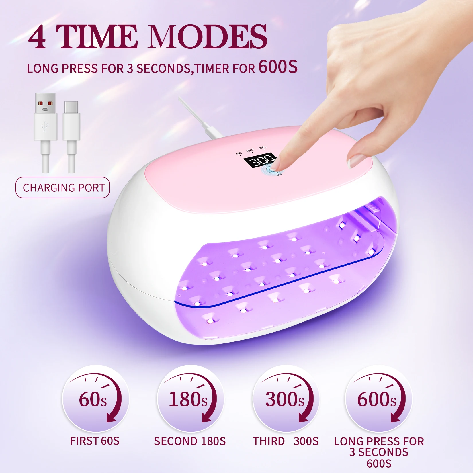 Professional Nail Dryer 18LEDS Nail Art Light with Auto Sensor Quickly Cures All UV Gel Nail Polish USB Dryer for Salon Tools