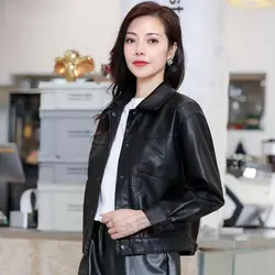 Leather jacket women's short leather jacket motorcycle jacket fashionable temperament 2024 autumn hot item