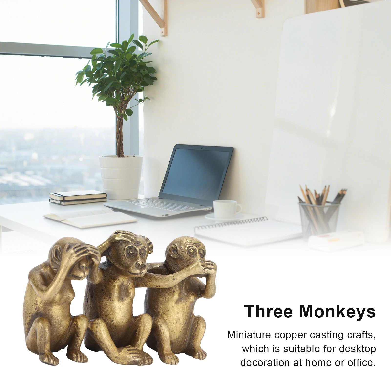 Wise Monkey Statues HearNo Evil SeeNo Evil SpeakNo Evil Monkey Ornaments For Home Office Decorations