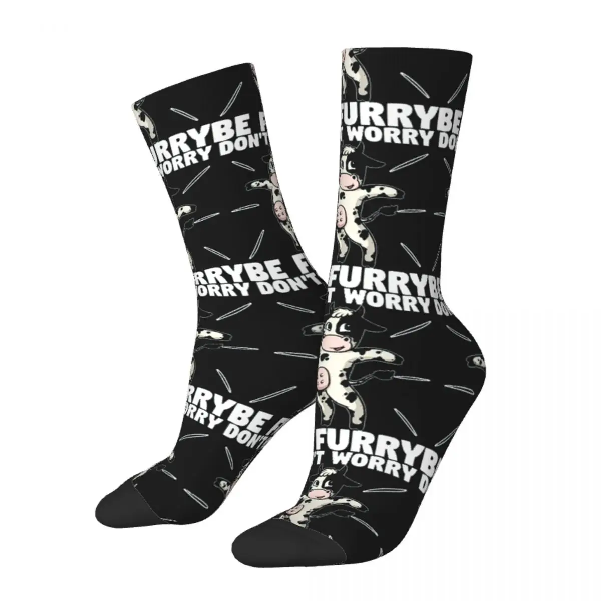 Funny Happy Men's Socks Cow Furry Vintage Harajuku Fursona Hip Hop Novelty Casual Crew Crazy Sock Gift Printed