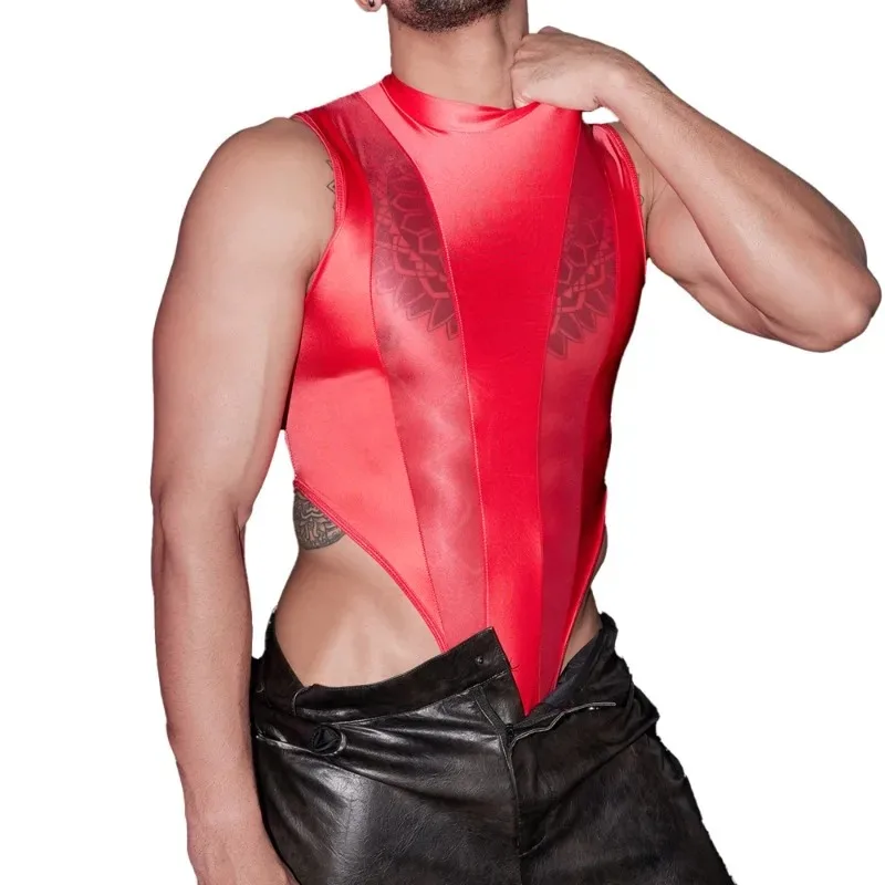 

Men's One-pieces Underwear Splicing See-through Leotards High Cut Thongs Bodysuits Breathable Erotic Lingerie Tank Tops Jumpsuit